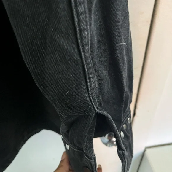 Zara Grunge punk rock Black Denim Jacket with Silver Studs #Modernmideival - Picture 4 of 13